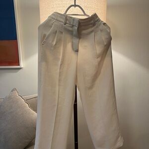 Aritzia Cream Wide-Leg Pants